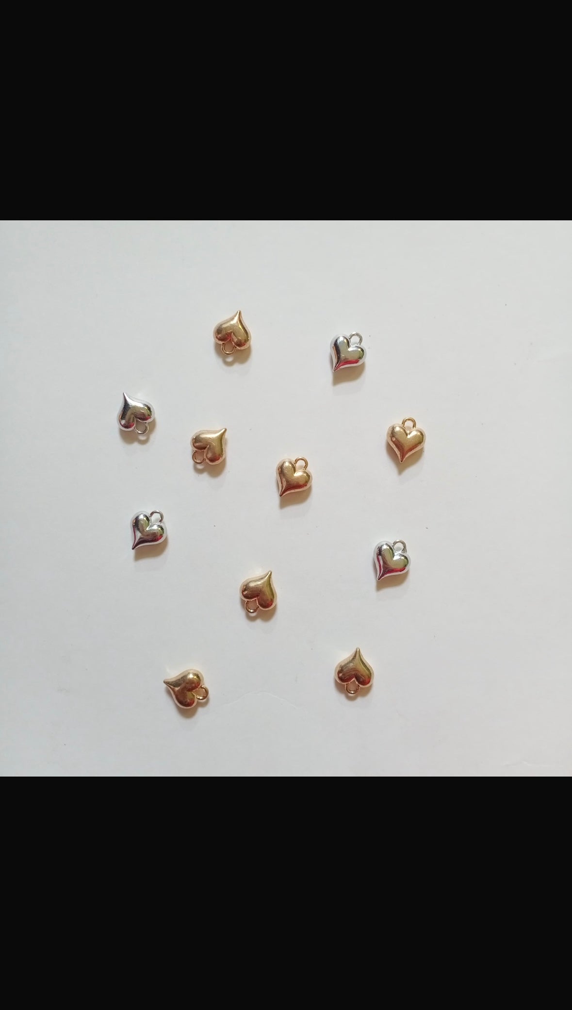 1pc Golden & Silver Heart Charms