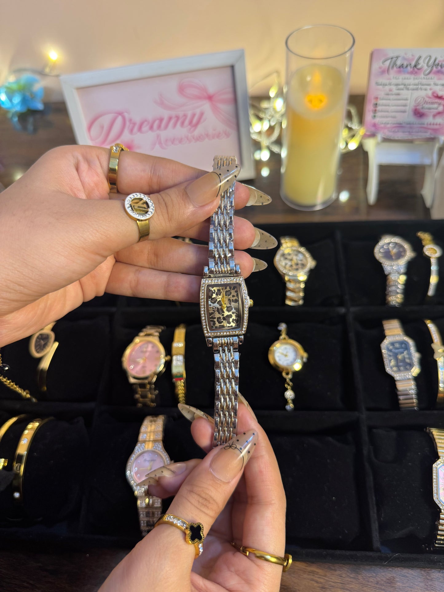 Leopard Print Rectangular Crystal Watch ⌚️