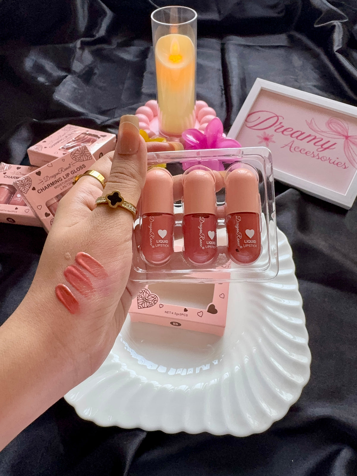 Dragon Ranee Charming Lip Gloss & Liquid Lipstick Trio Set (Pack of 3)
