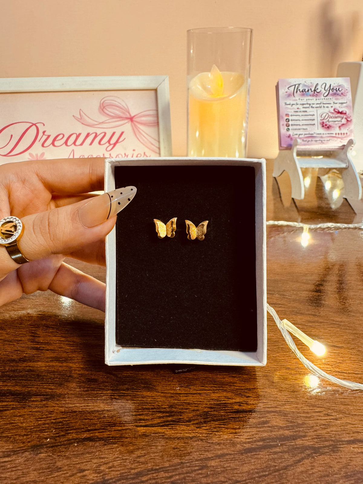 Stainless Steel Butterfly Tassel Necklace & Studs 🦋