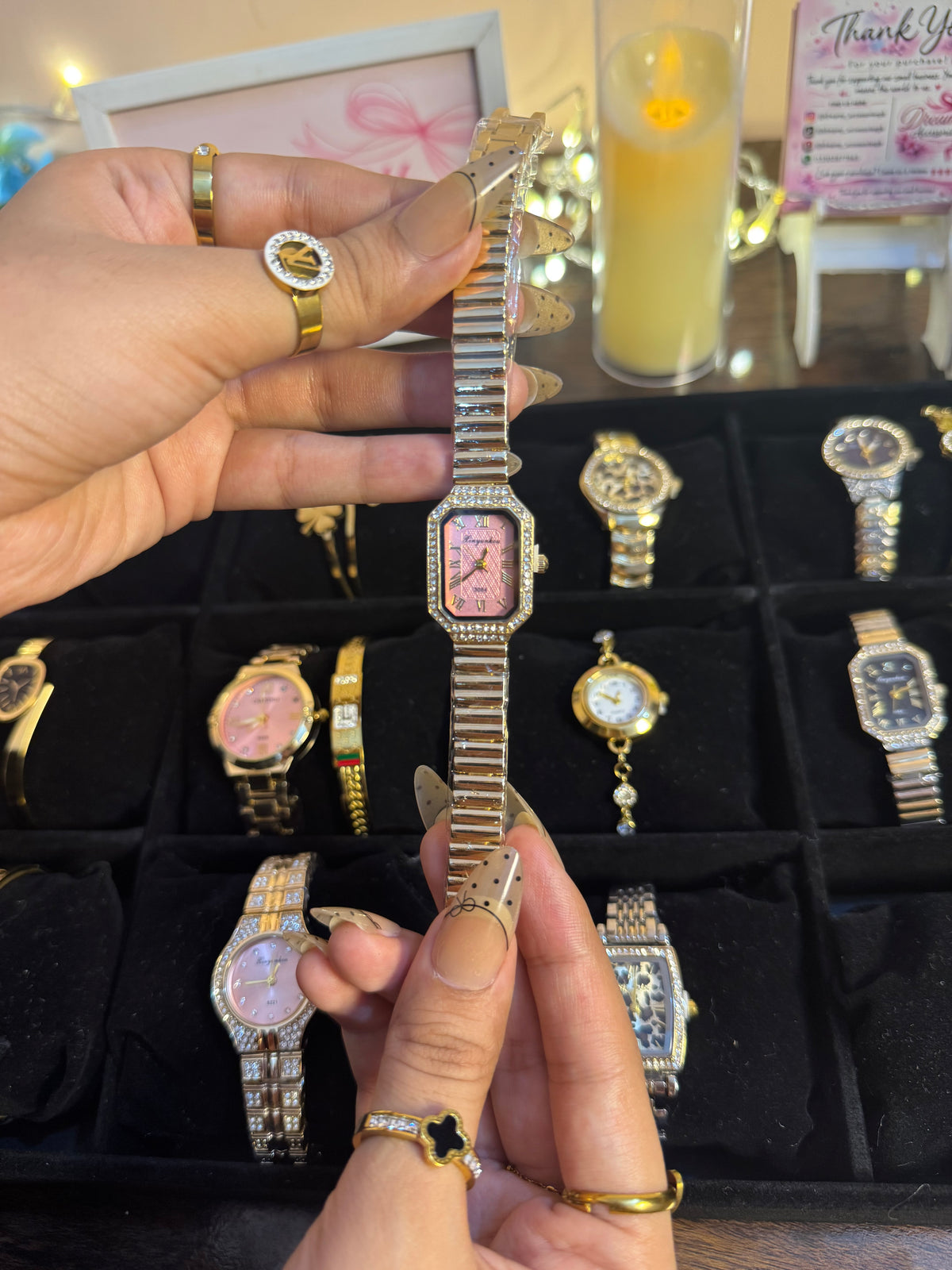 Vintage Octagon Rhinestone Bezel Watch ✨