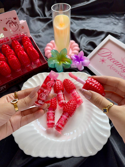 HUXIABEAUTY Strawberry Magic Color-Changing Lip Gloss Keychain
