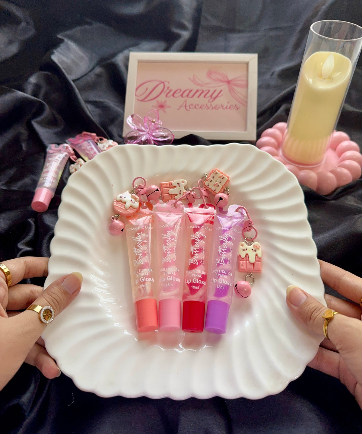 Romantic Rain Shinny Twice Lip gloss With Cute Charm