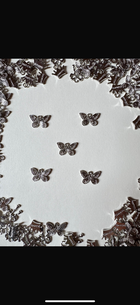 1Pc Silver Butterfly Charm
