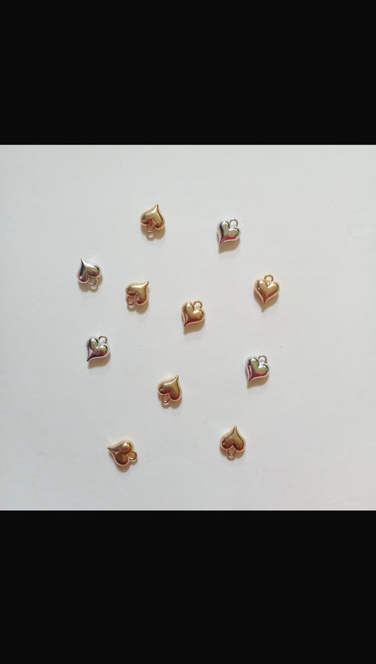 1pc Golden & Silver Heart Charms