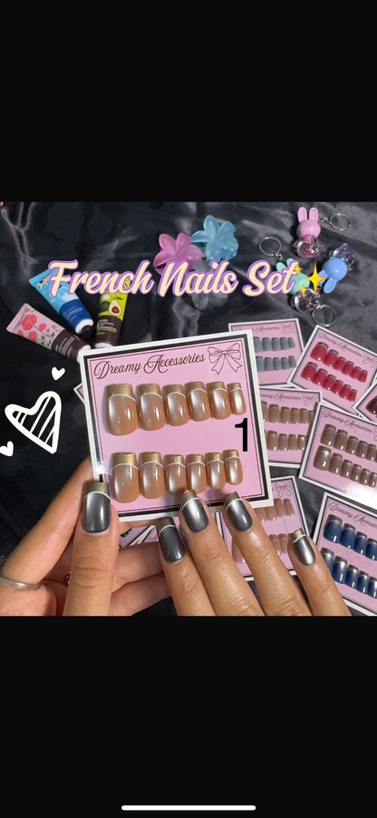 12Pcs French Nails Set with Application Ket