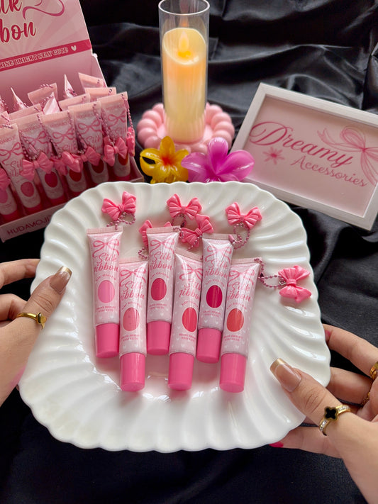 HUDAMOJI Silk Ribbon Lip Gloss (With Bow Keychain Charm) 🎀