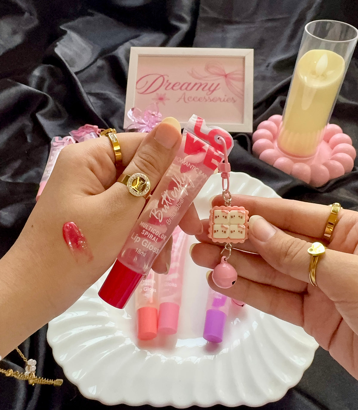 Romantic Rain Shinny Twice Lip gloss With Cute Charm