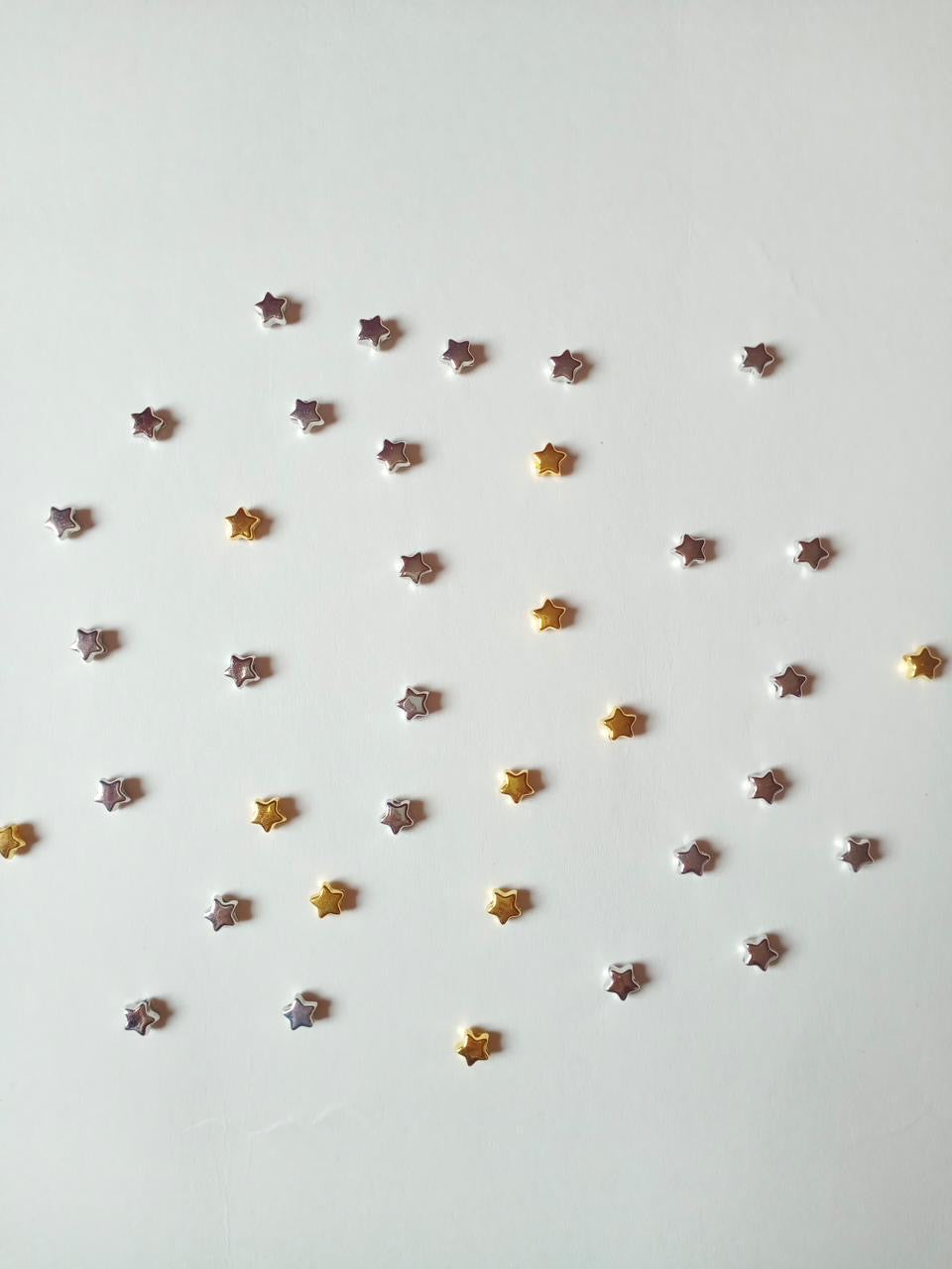 50pcs Golden Silver Star Beads For Bracelets