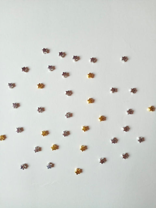 50pcs Golden Silver Star Beads For Bracelets