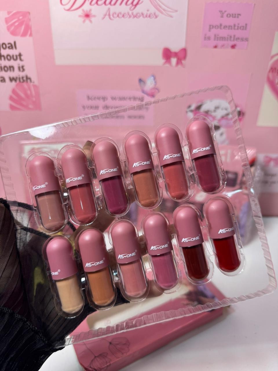 Pack of 12 KS-ONE Mini Pill Matte Lip Gloss Set