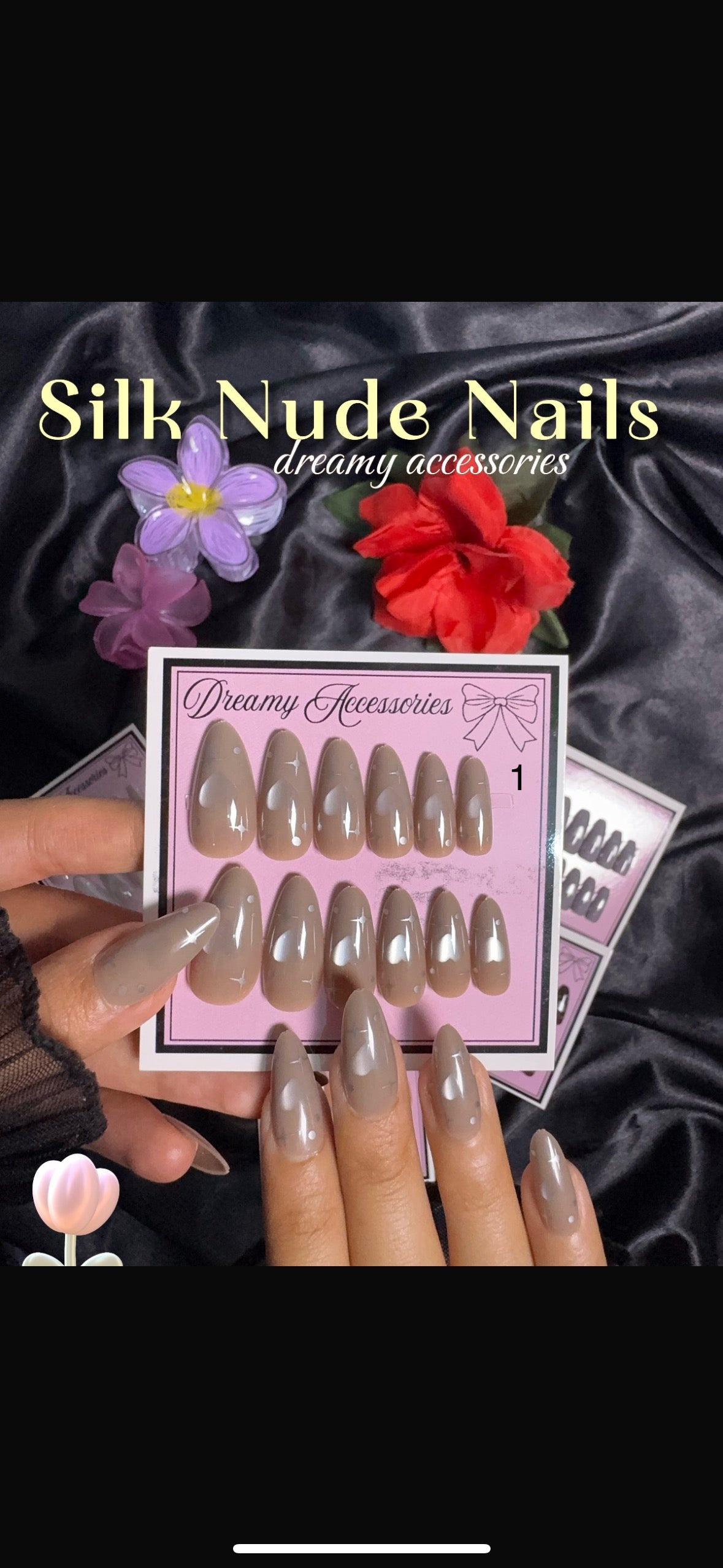 12Pcs Silk Nude Nails Set with Application ket