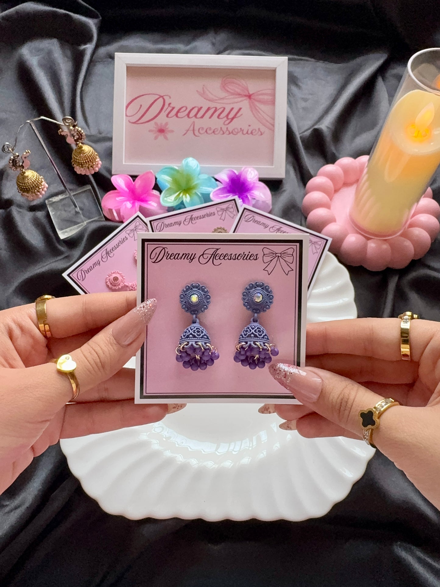 Traditional Jhumka with modern matte color