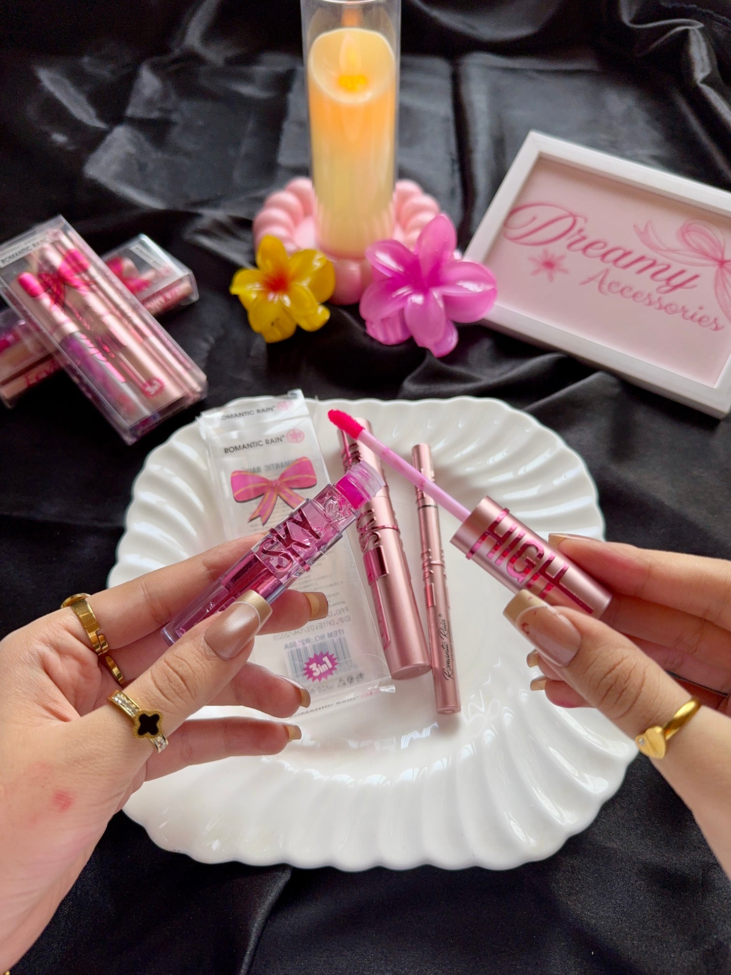 Romantic Rain Sky 3-in-1 Beauty Makeup Set (Mascara, Eyeliner & Lip Gloss)