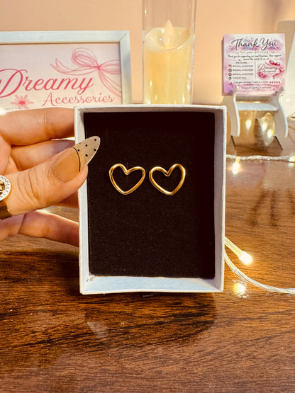 Stainless Steel Gold Open Heart Studs
