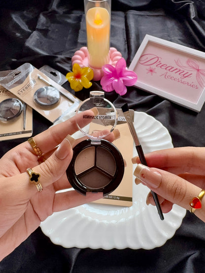 Romantic Flower Eyebrow Cake Powder Kit with Professional Brush