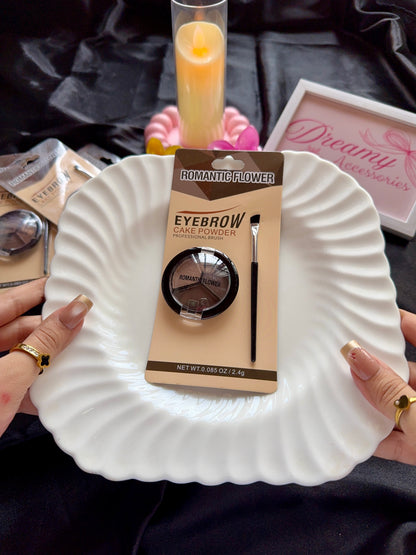 Romantic Flower Eyebrow Cake Powder Kit with Professional Brush