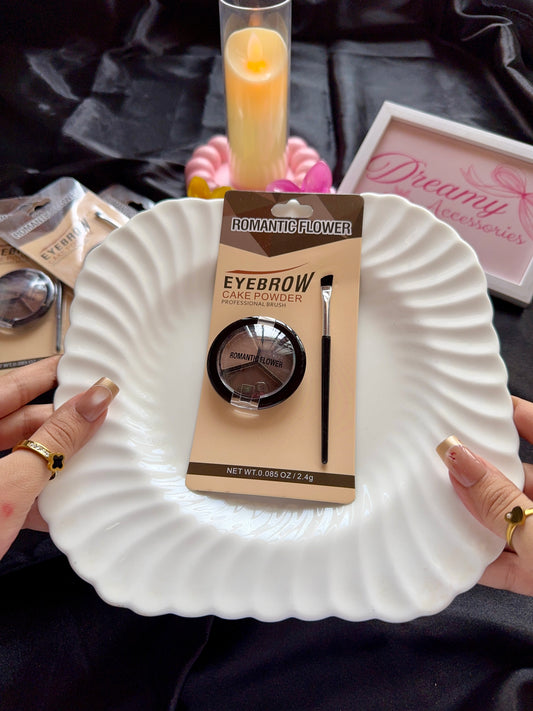 Romantic Flower Eyebrow Cake Powder Kit with Professional Brush