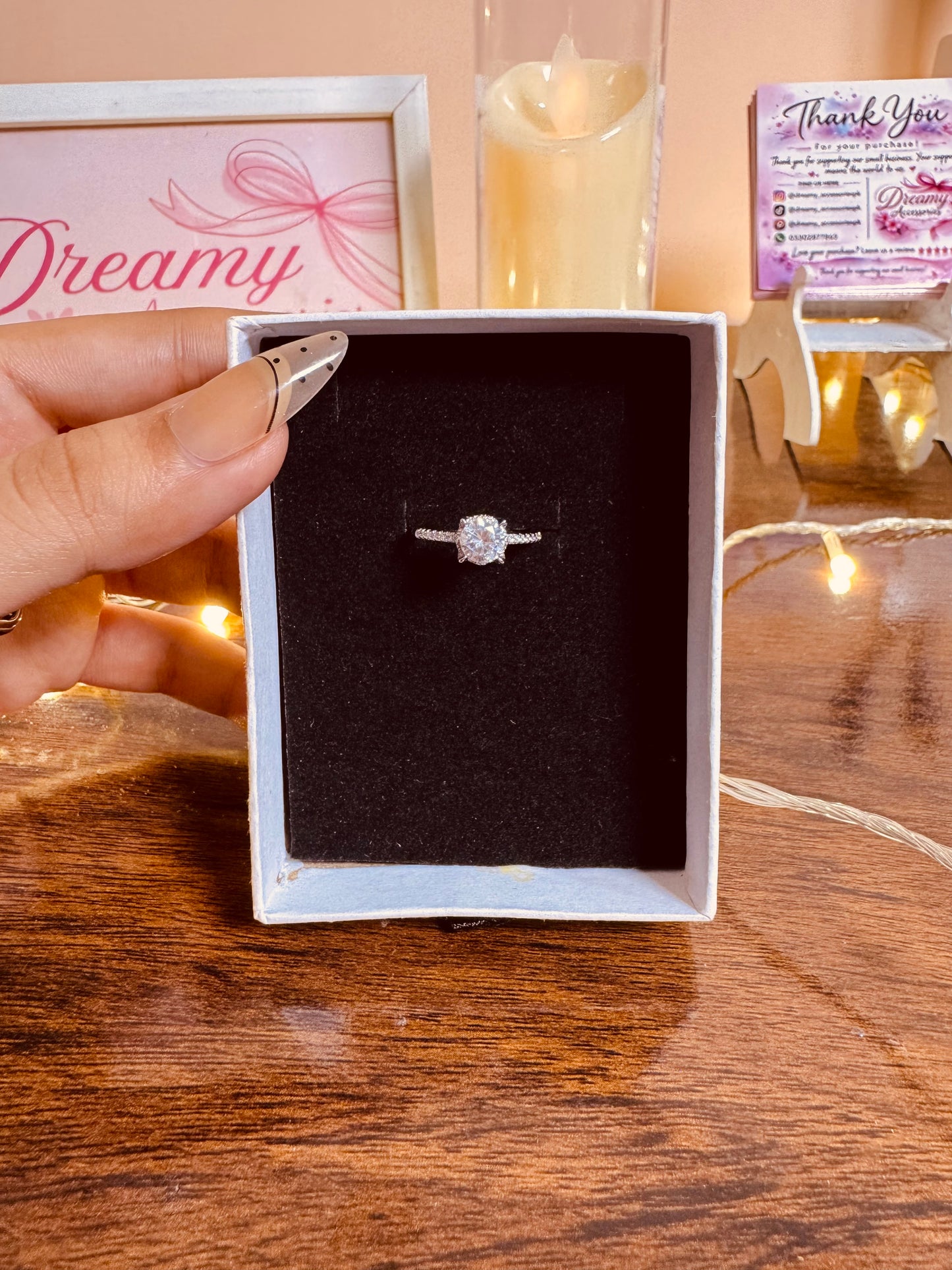 Stainless Steel Round Halo Cut Ring 💍 (Adjustable)