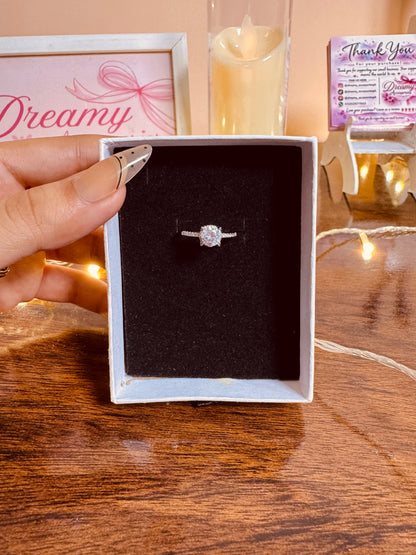 Stainless Steel Round Halo Cut Ring 💍 (Adjustable)