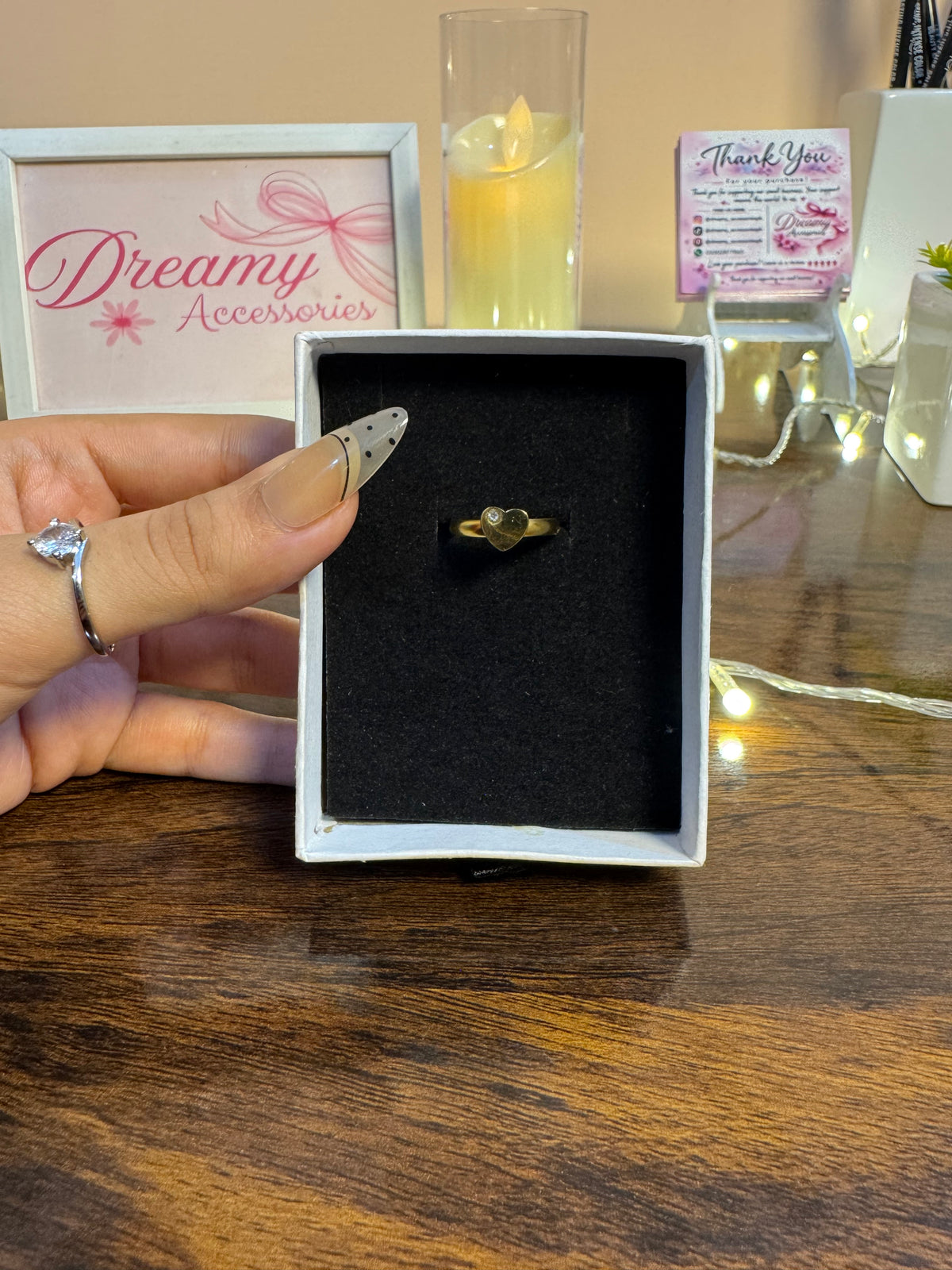 Stainless steel Silver & Golden Heart Rings 💍 (Adjustable)