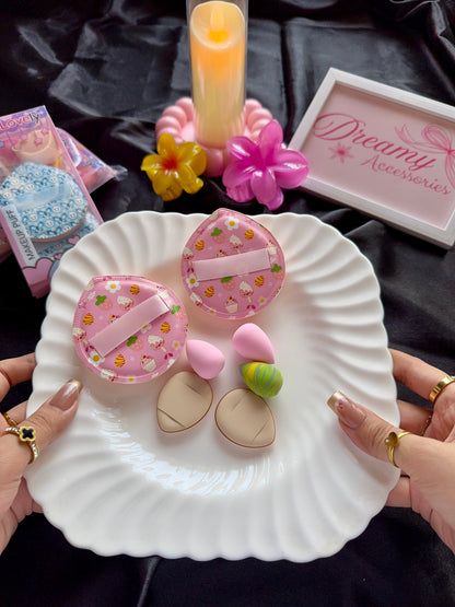 Kiss Lovely Printed Makeup Powder Puff & Mini Blender Set of 7