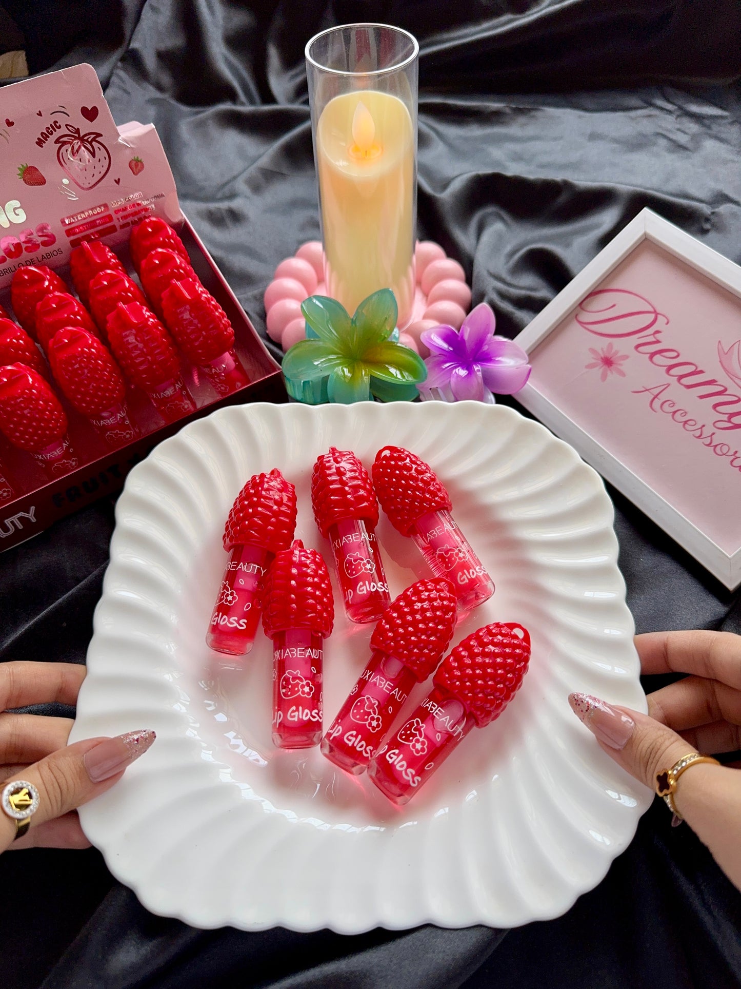 HUXIABEAUTY Strawberry Magic Color-Changing Lip Gloss Keychain