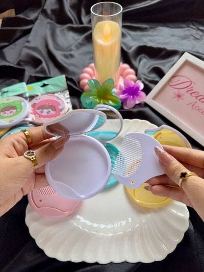 Kawaii Portable Folding Mirror & Comb Set (Cute Character Edition)