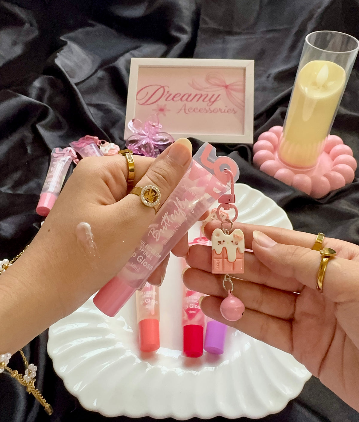 Romantic Rain Shinny Twice Lip gloss With Cute Charm