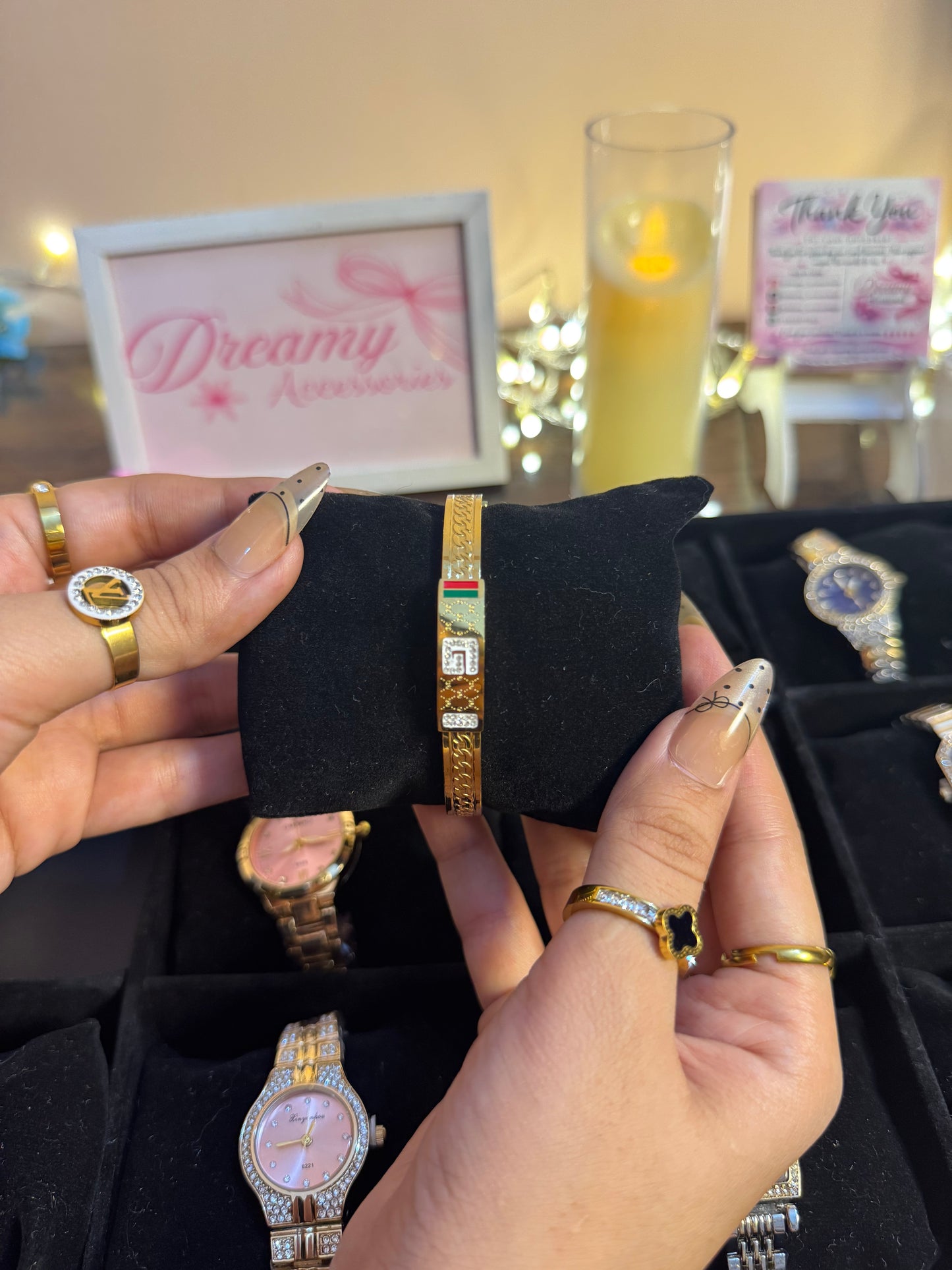 Gucci-inspired gold-plated stainless steel handcuff ✨