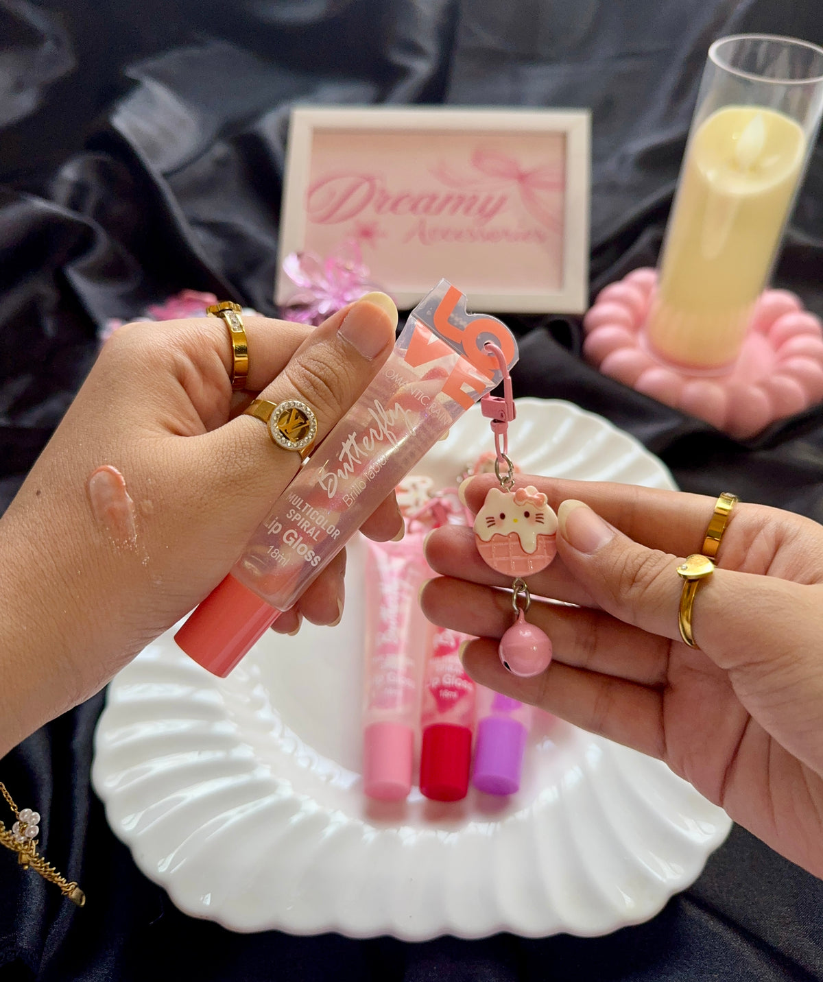 Romantic Rain Shinny Twice Lip gloss With Cute Charm
