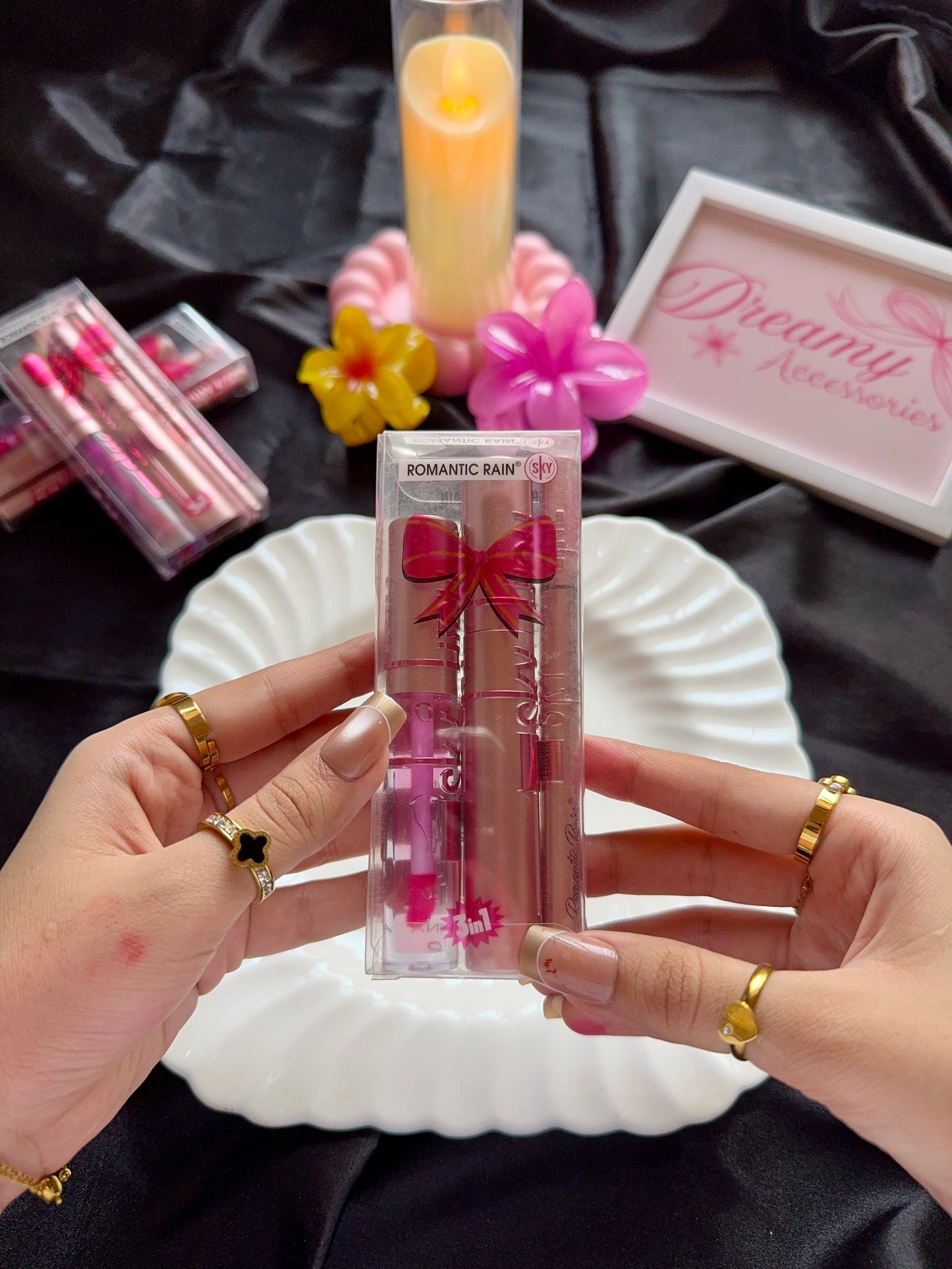 Romantic Rain Sky 3-in-1 Beauty Makeup Set (Mascara, Eyeliner & Lip Gloss)