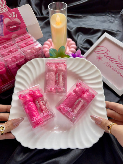 Romantic Rain 2-in-1 Cute Bear Matte Lipstick & Liquid Lip Gloss Duo