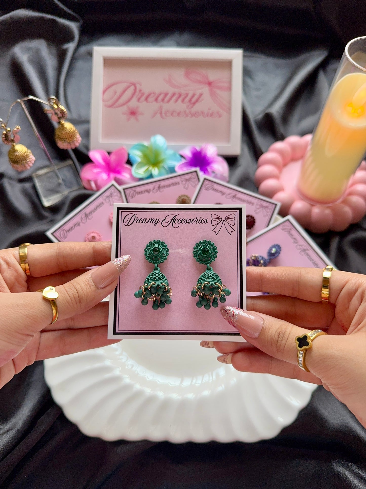 Traditional Jhumka with modern matte color