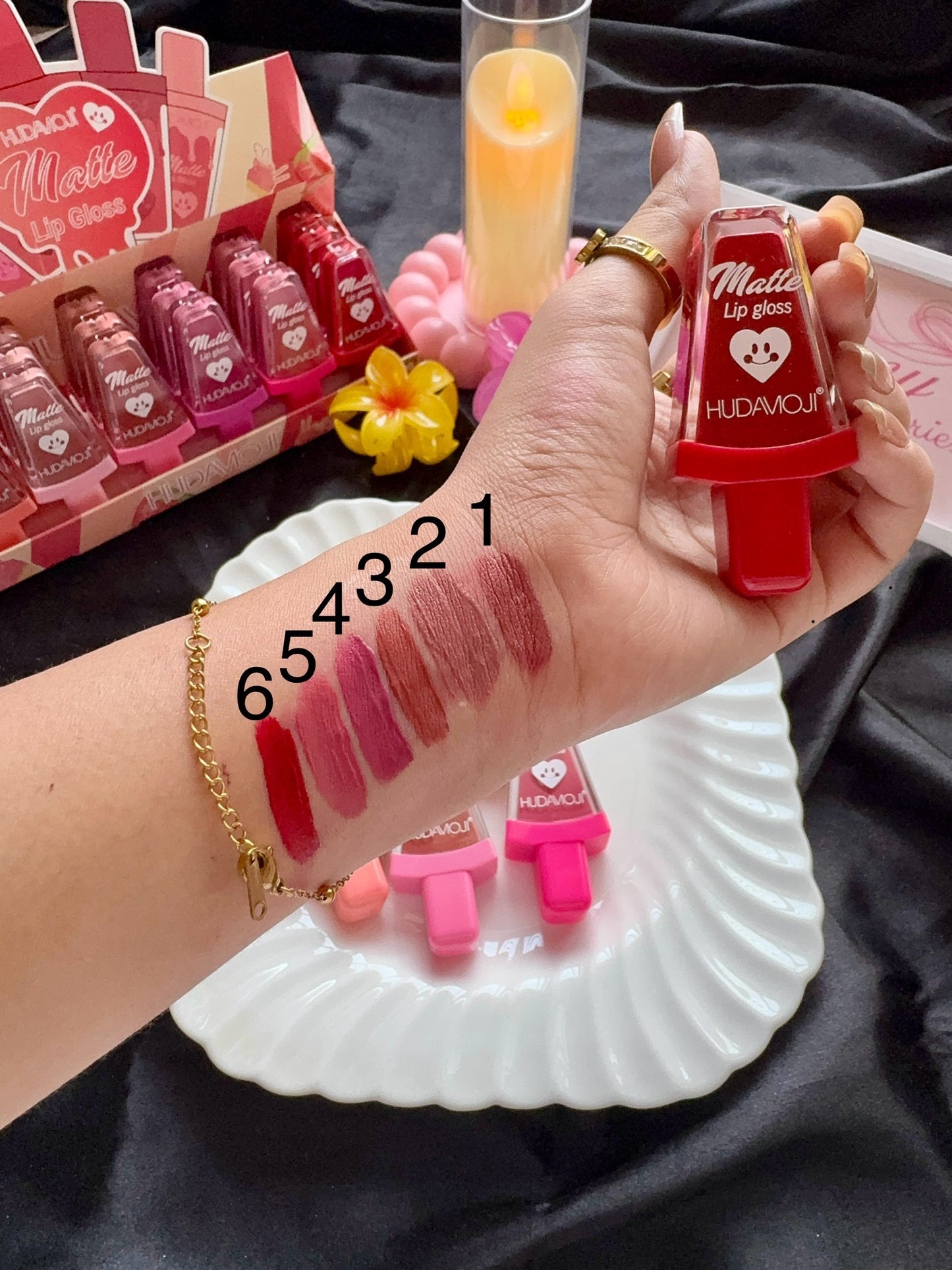 HUDAMOJI Cute Popsicle Matte Lip Gloss Set