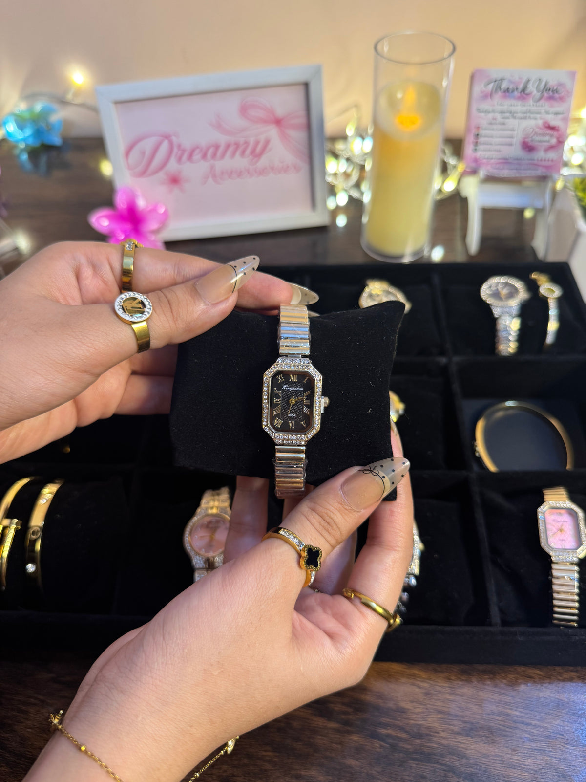 Vintage Octagon Rhinestone Bezel  Watch ✨