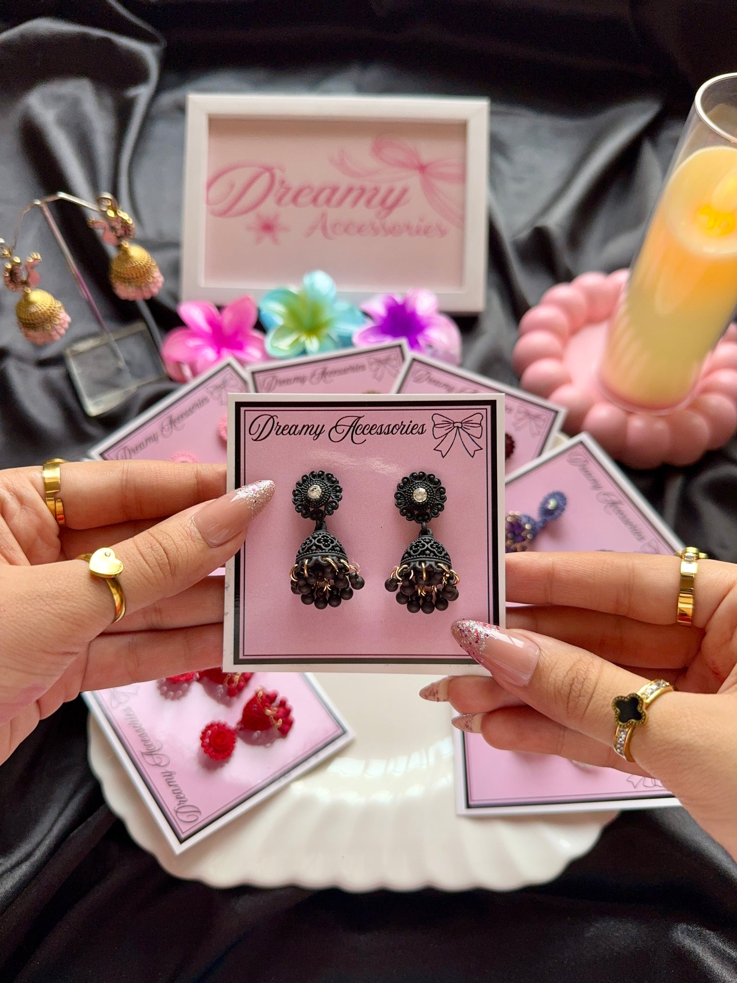 Traditional Jhumka with modern matte color