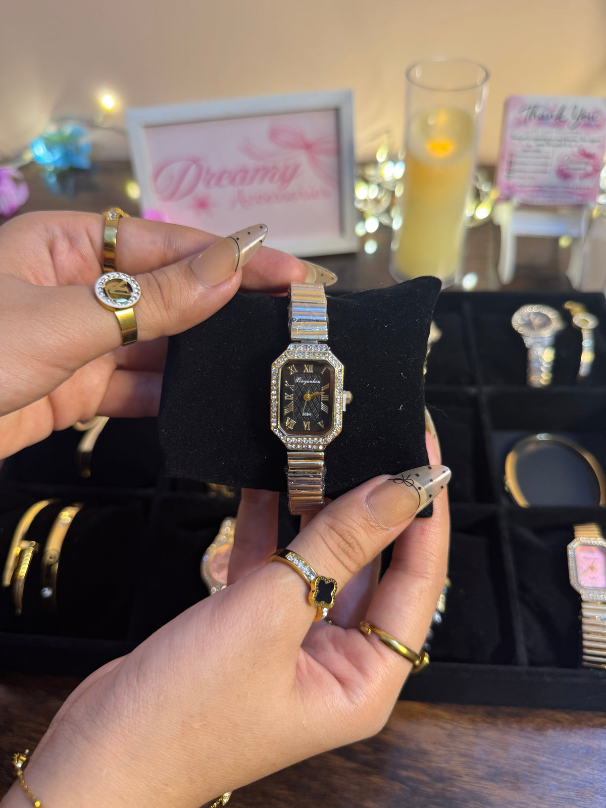 Vintage Octagon Rhinestone Bezel  Watch ✨