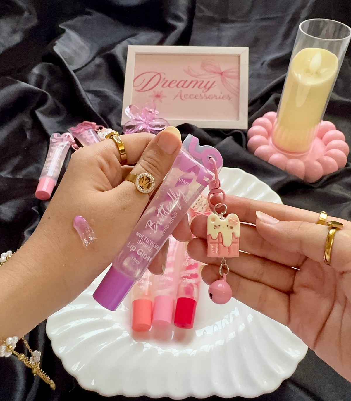 Romantic Rain Shinny Twice Lip gloss With Cute Charm