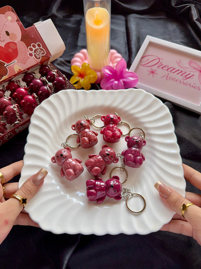 Moccallure Cute Teddy Bear Matte Lip Gloss Keychain (24H Long Lasting)