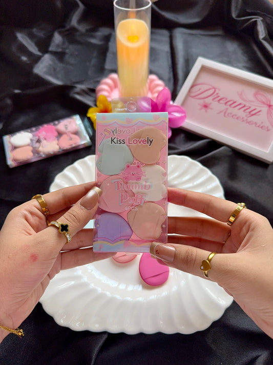 Kiss Lovely Mini Finger Powder Puff Set (6 Pcs)