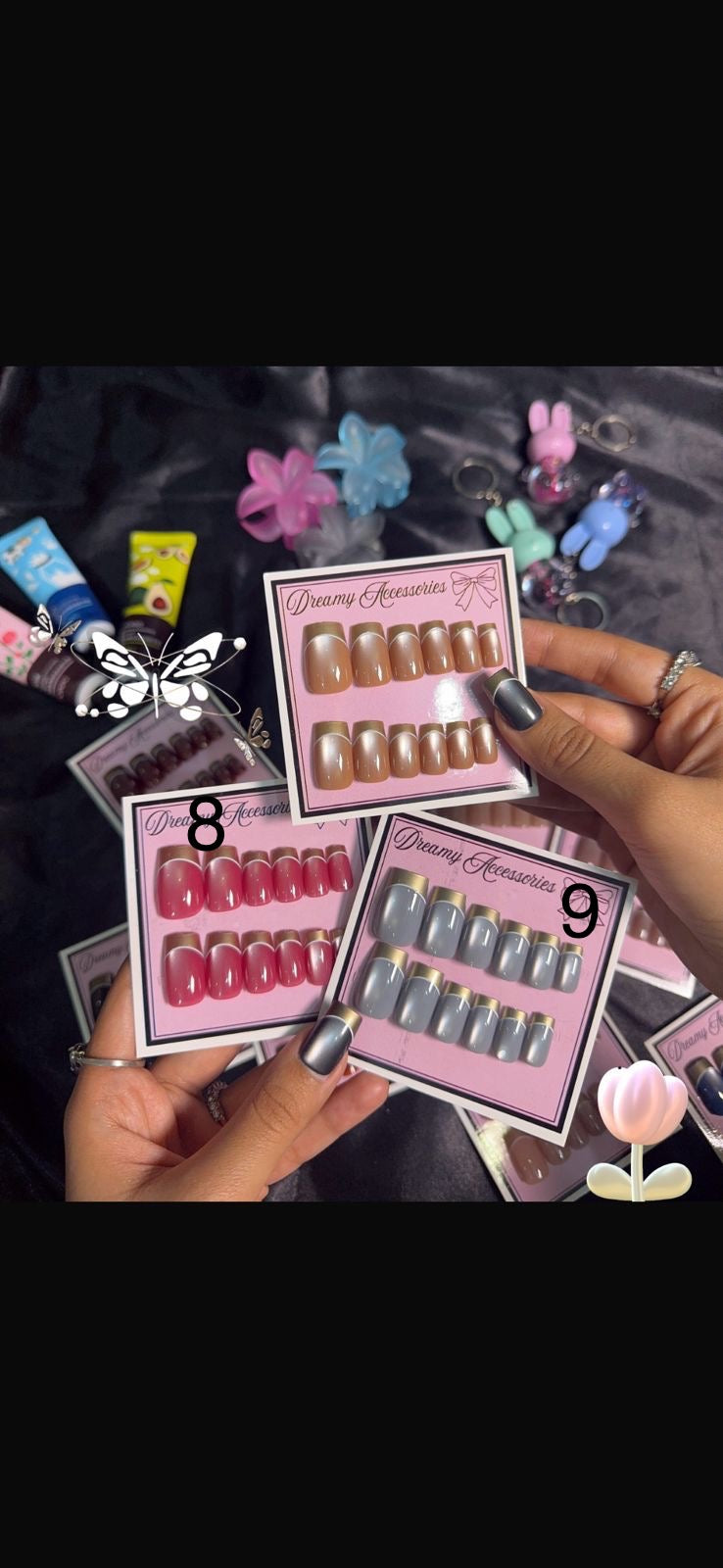 12Pcs French Nails Set with Application Ket