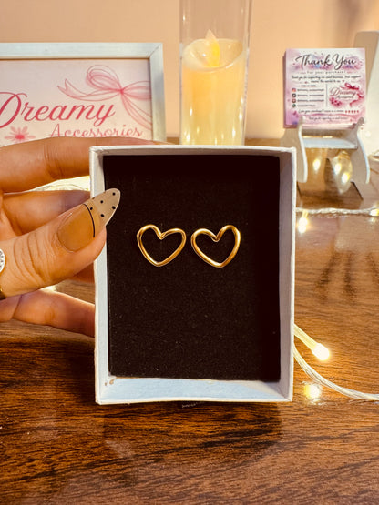 Stainless Steel Gold Open Heart Studs