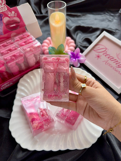 Romantic Rain 2-in-1 Cute Bear Matte Lipstick & Liquid Lip Gloss Duo