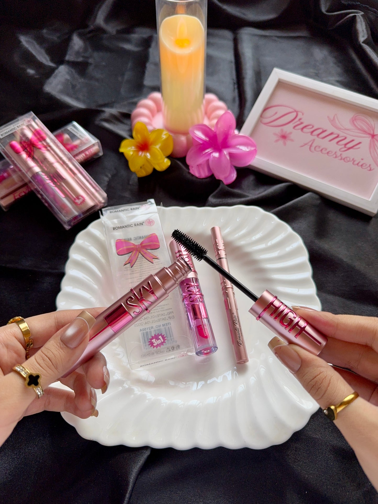 Romantic Rain Sky 3-in-1 Beauty Makeup Set (Mascara, Eyeliner & Lip Gloss)