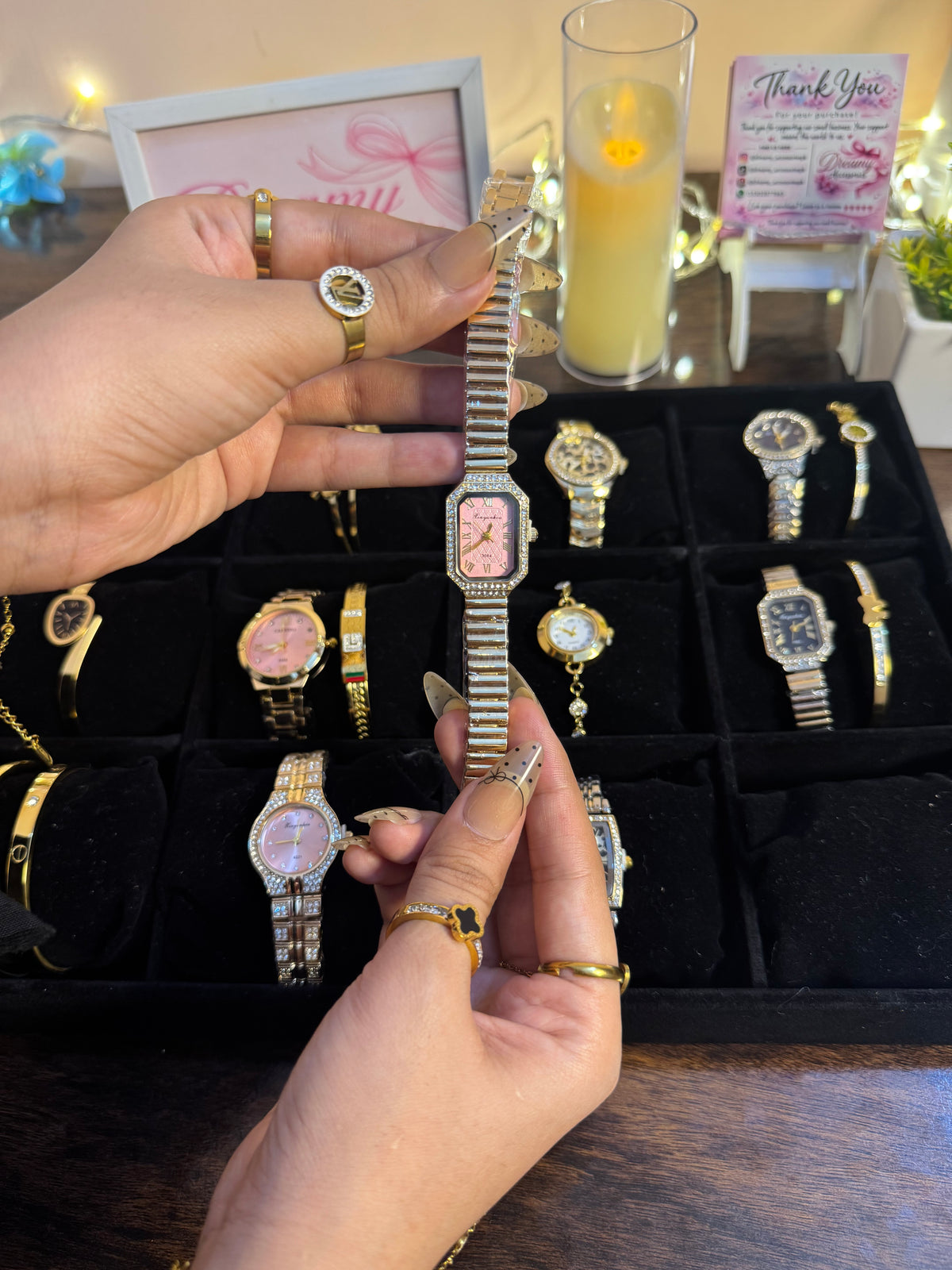 Vintage Octagon Rhinestone Bezel  Watch ✨