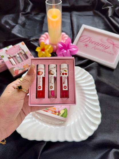Dragon Ranee Fruity Hydrating Lip Oil Trio Set (Pack of 3)