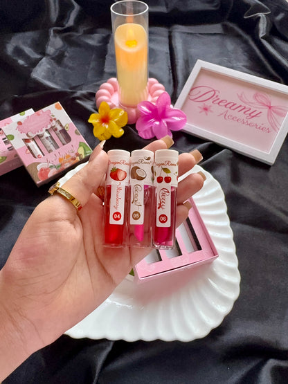 Dragon Ranee Fruity Hydrating Lip Oil Trio Set (Pack of 3)